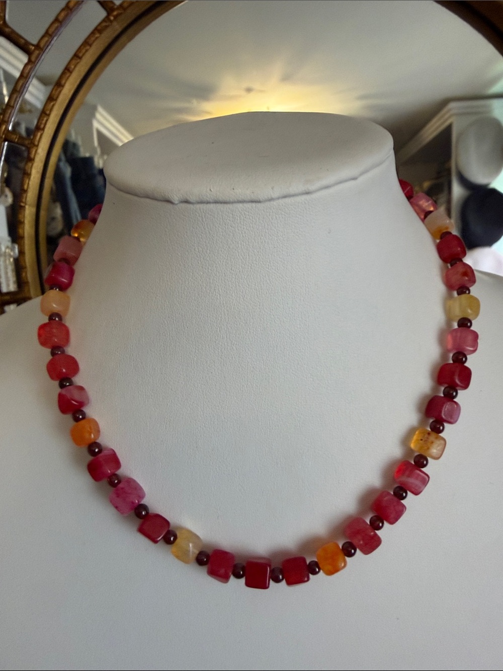 Audrey Limoges Collection Pink, Orange & Purple Beaded Necklace 16-18"